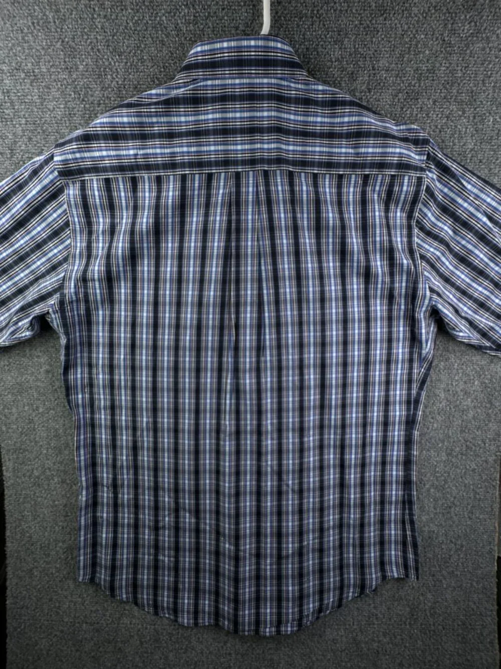 Peter Millar Seaside Finish Long Sleeve Button Up Shirt Plaid Blue Large Cotton
